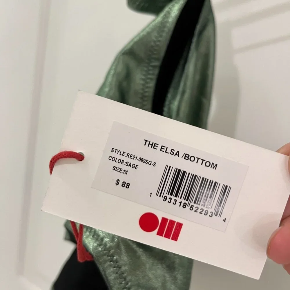 NWT Solid & Striped Elsa Bikini Swim Bottom MEDIUM Metallic Green Sage - Picture 6 of 8